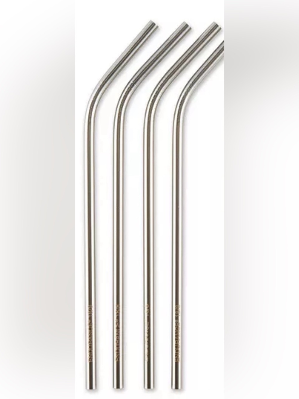 Reusable Stainless Steel Bent Drink Straws - Set of 4 - Silver